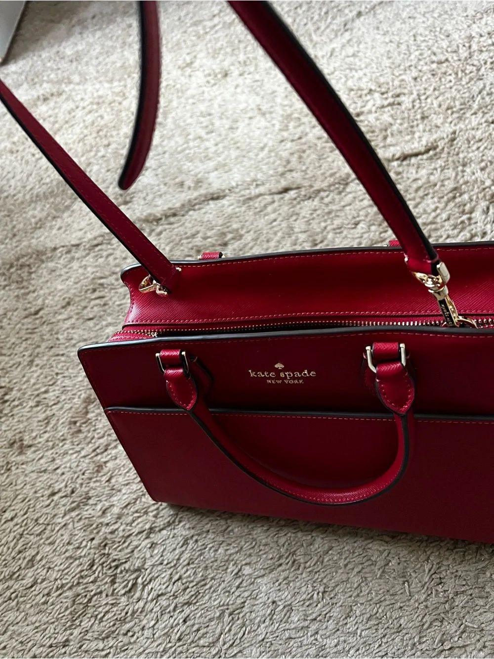 kate spade Red Leather Top-Handle Satchel with Shoulder Strap *NWT*